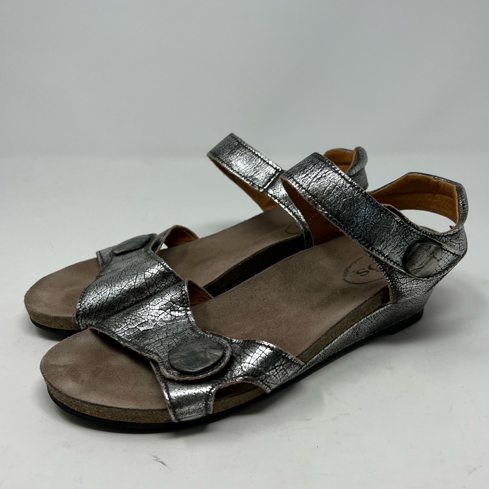 Taos silver metallic wedge sandal